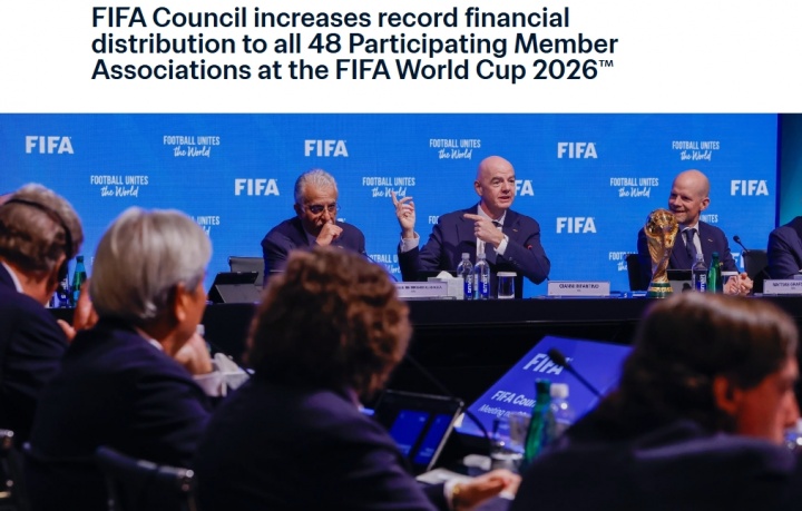 FIFA大會(huì)通過捂嘴紅牌、黃牌清零等多項(xiàng)改革，2026世界杯分成增至8.71億
