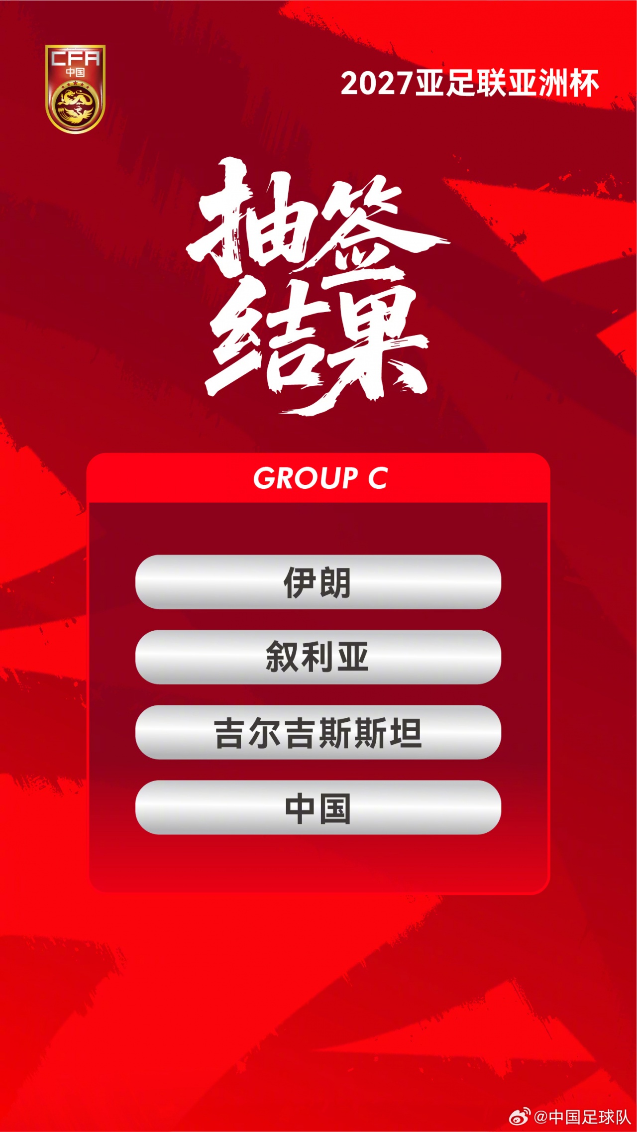 2027亞洲杯抽簽揭曉：國足陷C組死局，首戰(zhàn)伊朗